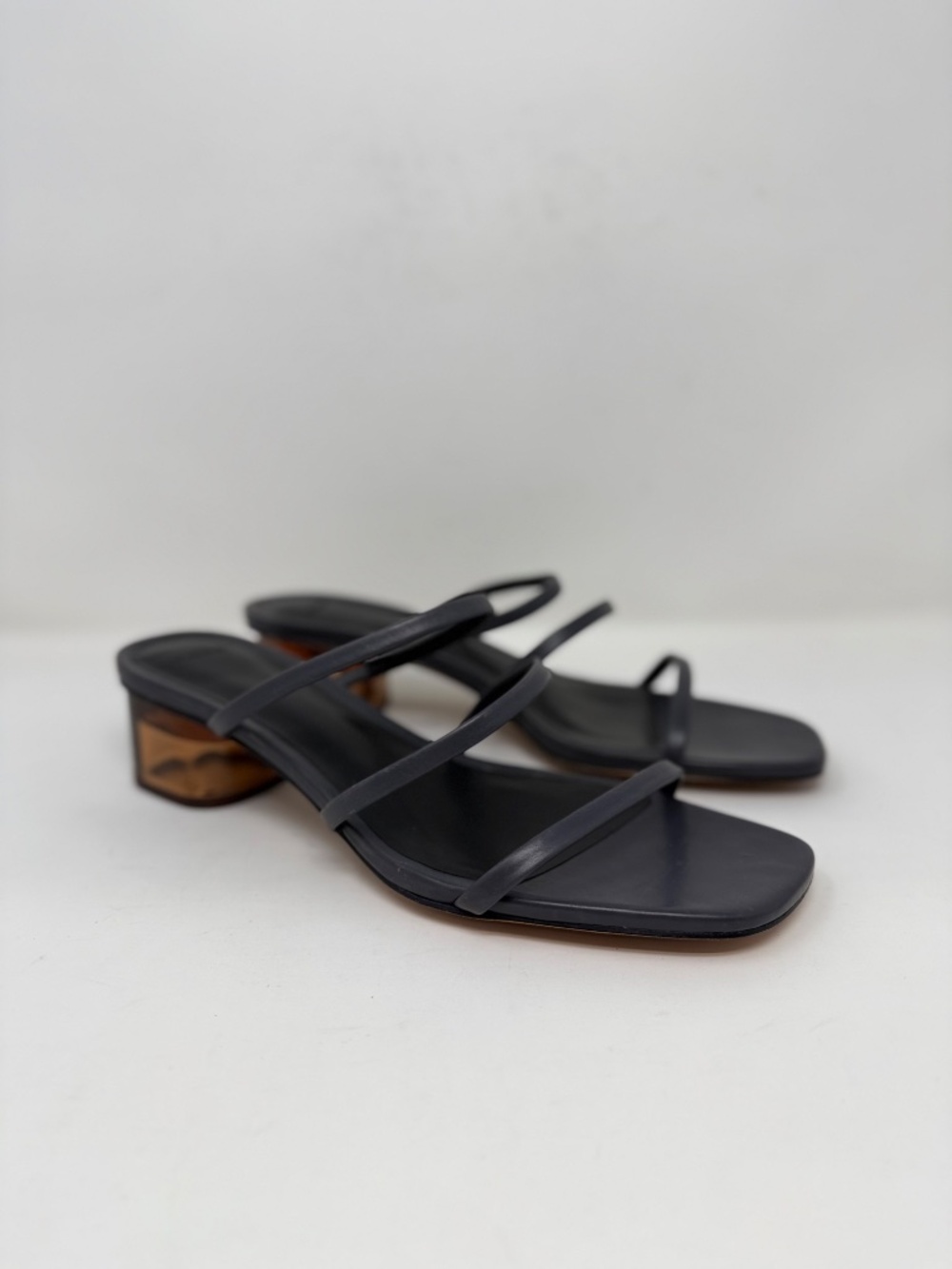 New Vince Palm Springs Leather Heeled Sandal In Iris Slate Sz 7.5 - Picture 4 of 14